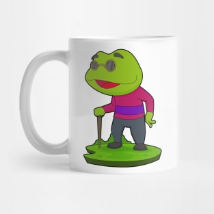 Frog Pensioner Walking stick Mug